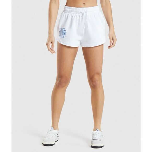 gymshark leg day short regular fit pull on cotton gym post leg day feels white S - Picture 1 of 10